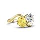 4 - Velona 2.55 ctw Oval Shape Created Yellow Sapphire (8 x 6 mm) and IGI Certified Cushion Shape Lab Grown Diamond (6 mm) Women Toi Et Moi Wave Engagement Ring 