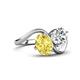 4 - Velona 2.55 ctw Oval Shape Created Yellow Sapphire (8 x 6 mm) and IGI Certified Cushion Shape Lab Grown Diamond (6 mm) Women Toi Et Moi Wave Engagement Ring 