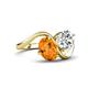 4 - Velona 2.45 ctw Oval Shape Citrine (8 x 6 mm) and IGI Certified Cushion Shape Lab Grown Diamond (6 mm) Women Toi Et Moi Wave Engagement Ring 