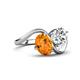 4 - Velona 2.45 ctw Oval Shape Citrine (8 x 6 mm) and IGI Certified Cushion Shape Lab Grown Diamond (6 mm) Women Toi Et Moi Wave Engagement Ring 