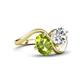 4 - Velona 2.60 ctw Oval Shape Peridot (8 x 6 mm) and IGI Certified Cushion Shape Lab Grown Diamond (6 mm) Women Toi Et Moi Wave Engagement Ring 