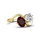 4 - Velona 2.75 ctw Oval Shape Red Garnet (8 x 6 mm) and IGI Certified Cushion Shape Lab Grown Diamond (6 mm) Women Toi Et Moi Wave Engagement Ring 