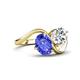 4 - Velona 2.60 ctw Oval Shape Tanzanite (8 x 6 mm) and IGI Certified Cushion Shape Lab Grown Diamond (6 mm) Women Toi Et Moi Wave Engagement Ring 