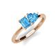 3 - Esther Emerald & Heart Shape Blue Topaz 2 Stone Duo Ring 