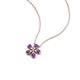 4 - Bloom Amethyst and Lab Grown Diamonds Petite Women Flower Pendant Necklace 
