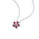 4 - Bloom Ruby and Natural Diamonds Petite Women Flower Pendant Necklace 