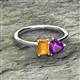 2 - Esther Emerald Shape Citrine & Heart Shape Amethyst 2 Stone Duo Ring 