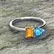 2 - Esther Emerald Shape Citrine & Heart Shape Blue Topaz 2 Stone Duo Ring 