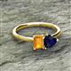 2 - Esther Emerald Shape Citrine & Heart Shape Lab Created Blue Sapphire 2 Stone Duo Ring 