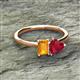 2 - Esther Emerald Shape Citrine & Heart Shape Lab Created Ruby 2 Stone Duo Ring 