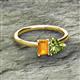2 - Esther Emerald Shape Citrine & Heart Shape Peridot 2 Stone Duo Ring 