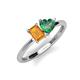 3 - Esther Emerald Shape Citrine & Heart Shape Lab Created Alexandrite 2 Stone Duo Ring 