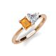3 - Esther Emerald Shape Citrine & Heart Shape Forever One Moissanite 2 Stone Duo Ring 