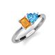 3 - Esther Emerald Shape Citrine & Heart Shape Blue Topaz 2 Stone Duo Ring 