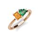 3 - Esther Emerald Shape Citrine & Heart Shape Lab Created Alexandrite 2 Stone Duo Ring 