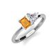 3 - Esther Emerald Shape Citrine & Heart Shape Forever Brilliant Moissanite 2 Stone Duo Ring 