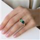 5 - Esther Emerald Shape Lab Created Alexandrite & Heart Shape London Blue Topaz 2 Stone Duo Ring 