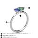 4 - Esther Emerald Shape Iolite & Heart Shape Lab Created Alexandrite 2 Stone Duo Ring 