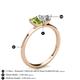 4 - Esther Emerald Shape Peridot & Heart Shape Forever One Moissanite 2 Stone Duo Ring 