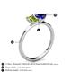 4 - Esther Emerald Shape Peridot & Heart Shape Lab Created Blue Sapphire 2 Stone Duo Ring 