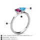 4 - Esther Emerald Shape Rhodolite Garnet & Heart Shape Blue Topaz 2 Stone Duo Ring 