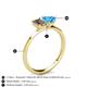 4 - Esther Emerald Shape Smoky Quartz & Heart Shape Blue Topaz 2 Stone Duo Ring 