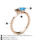 4 - Esther Emerald Shape Smoky Quartz & Heart Shape Blue Topaz 2 Stone Duo Ring 