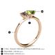 4 - Esther Emerald Shape Smoky Quartz & Heart Shape Peridot 2 Stone Duo Ring 