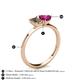 4 - Esther Emerald Shape Smoky Quartz & Heart Shape Rhodolite Garnet 2 Stone Duo Ring 