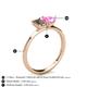4 - Esther Emerald Shape Smoky Quartz & Heart Shape Pink Sapphire 2 Stone Duo Ring 