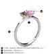 4 - Esther Emerald Shape Smoky Quartz & Heart Shape Pink Sapphire 2 Stone Duo Ring 
