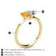 4 - Esther Emerald Shape Citrine & Heart Shape Forever Brilliant Moissanite 2 Stone Duo Ring 