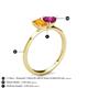 4 - Esther Emerald Shape Citrine & Heart Shape Rhodolite Garnet 2 Stone Duo Ring 