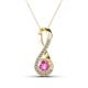 1 - Mandana 5.00 mm Round Lab Created Pink Sapphire and Diamond Vertical Infinity Pendant Necklace 