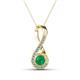 1 - Mandana 5.00 mm Round Emerald and Diamond Vertical Infinity Pendant Necklace 