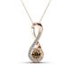 1 - Mandana 5.00 mm Round Smoky Quartz and Diamond Vertical Infinity Pendant Necklace 