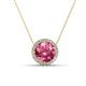 1 - Catriona Round Pink Tourmaline and Diamond Halo Slider Pendant Necklace 
