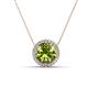 1 - Catriona Round Peridot and Diamond Halo Slider Pendant Necklace 