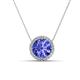 1 - Catriona Round Tanzanite and Diamond Halo Slider Pendant Necklace 