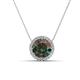 1 - Catriona Round Created Alexandrite and Diamond Halo Slider Pendant Necklace 