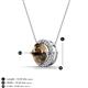 3 - Catriona Round Smoky Quartz and Diamond Halo Slider Pendant Necklace 