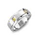 4 - Laken 0.28 ctw (2.50 mm) Round Yellow Sapphire Satin Finished Center and Polished Edges with Grooved Lines Men Wedding Band 