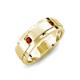 4 - Laken 0.27 ctw (2.50 mm) Round Red Garnet Satin Finished Center and Polished Edges with Grooved Lines Men Wedding Band 