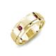4 - Laken 0.27 ctw (2.50 mm) Round Rhodolite Garnet Satin Finished Center and Polished Edges with Grooved Lines Men Wedding Band 