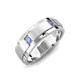 4 - Laken 0.24 ctw (2.50 mm) Round Tanzanite Satin Finished Center and Polished Edges with Grooved Lines Men Wedding Band 
