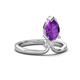 4 - Sorelle 1.00 ctw Pear Shape Amethyst accented Round Natural Diamond Floating Tear Drop Women Solitaire Plus Engagement Ring 