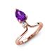 5 - Sorelle 1.00 ctw Pear Shape Amethyst accented Round Natural Diamond Floating Tear Drop Women Solitaire Plus Engagement Ring 