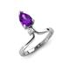 5 - Sorelle 1.00 ctw Pear Shape Amethyst accented Round Natural Diamond Floating Tear Drop Women Solitaire Plus Engagement Ring 