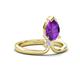 4 - Sorelle 1.00 ctw Pear Shape Amethyst accented Round Natural Diamond Floating Tear Drop Women Solitaire Plus Engagement Ring 