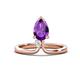 1 - Sorelle 1.00 ctw Pear Shape Amethyst accented Round Natural Diamond Floating Tear Drop Women Solitaire Plus Engagement Ring 